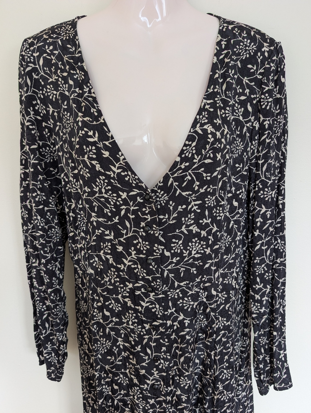 Sézane Victoriana Dress Midi Two Tone Black 42 XL 10 - Picture 8 of 16